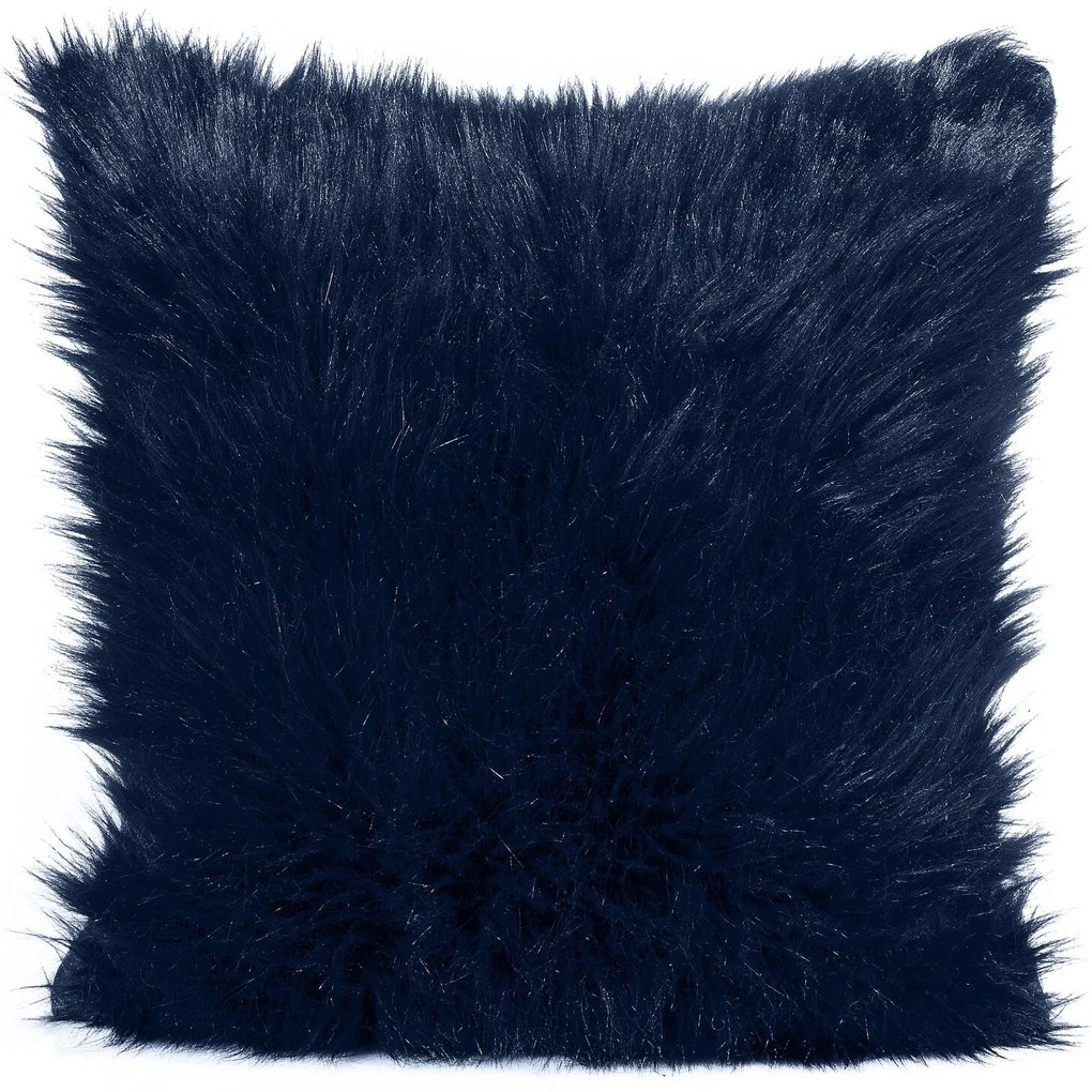CHLPATÁ DEKORAČNÁ OBLIEČKA NA VANKÚŠ 819 45X45 CM TMAVOMODRÁ