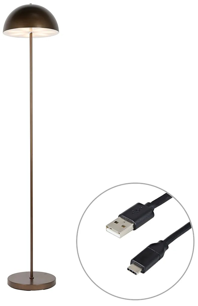 Vonkajšia stojaca lampa tmavo bronzová nabíjateľná 3-stupňovo stmievateľná - Keira