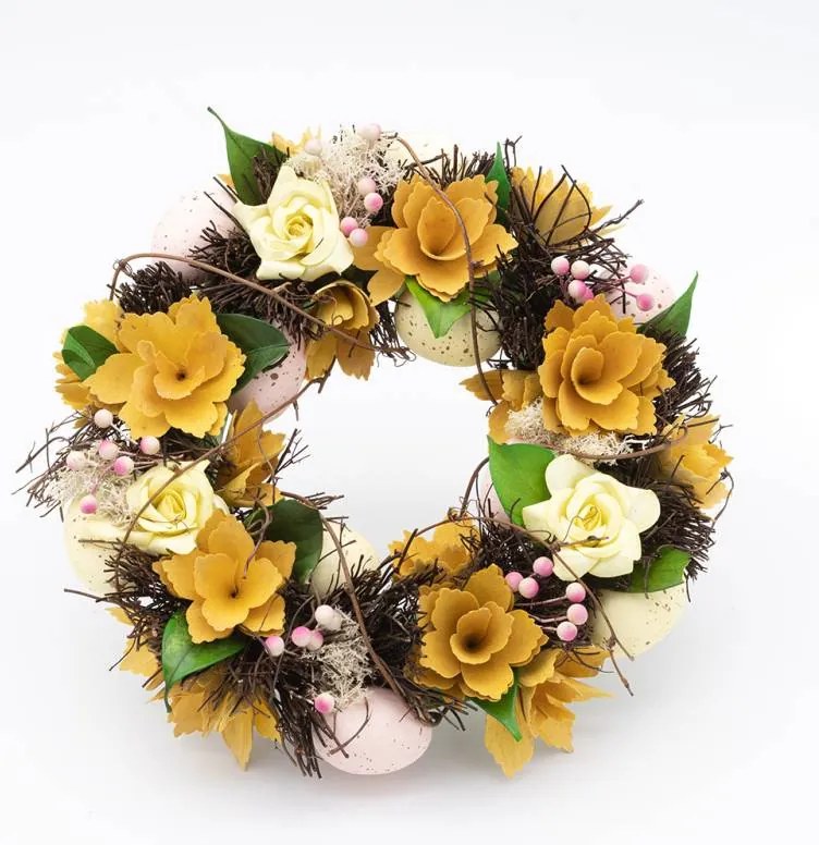 DECOLED Veľkonočný veniec, 30 x 8 cm, žlté kvety