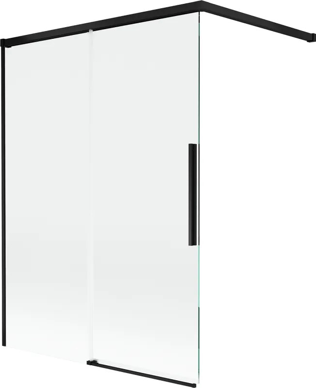 Mexen Rox, 2-krídlová posuvná vaňová zástena 120 x 150 cm, 8mm číre sklo, čierny matný profil, 8C9-120-003-70-00