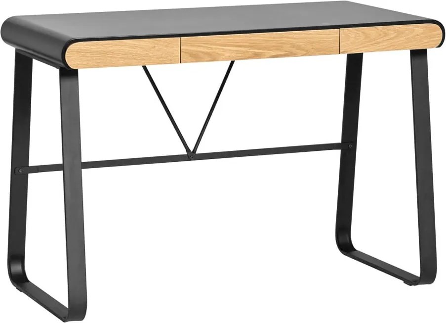 Čierny pracovný stôl s 3 zásuvkami Marckeric Astrid