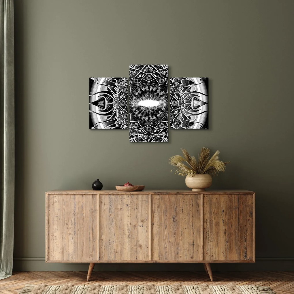 Obraz čiernobielych ornamentov (90x60 cm)