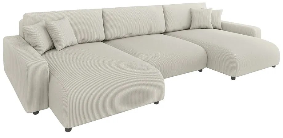 Krémová menčestrová rozkladacia/s úložným priestorom rohová pohovka Sara – Ropez