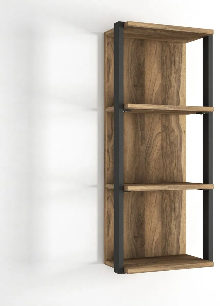 Nástenná polica Lost orech/čierna