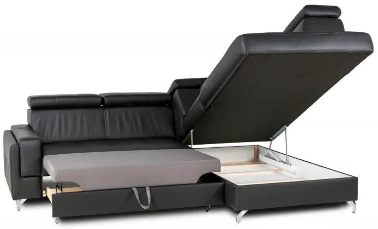 Kožená sedacia súprava FABIO, čierná, ľavá