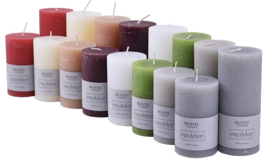Smotanovobiela sviečka Rustic candles by Ego dekor Rust, doba horenia 58 h