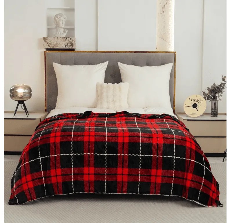 Mikroplyšová baránková deka ALBURY, červená Rozmer: 160 x 200 cm