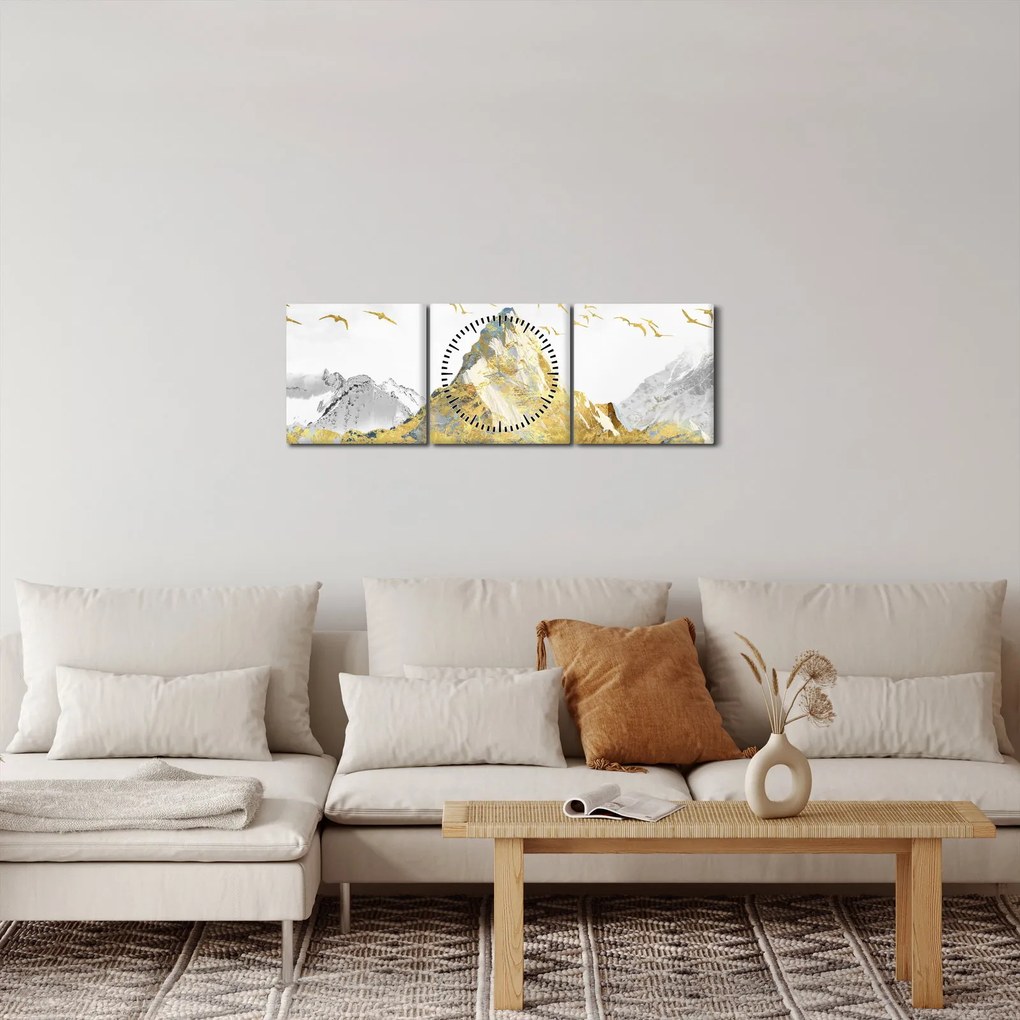Obraz - Zlatá hora (s hodinami) (90x30 cm)