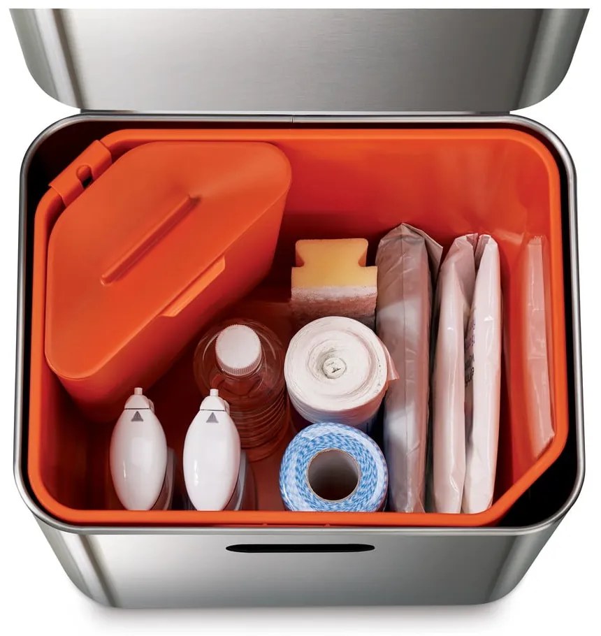 Oceľový odpadkový kôš na triedený odpad v striebornej farbe 60 l Totem Max – Joseph Joseph