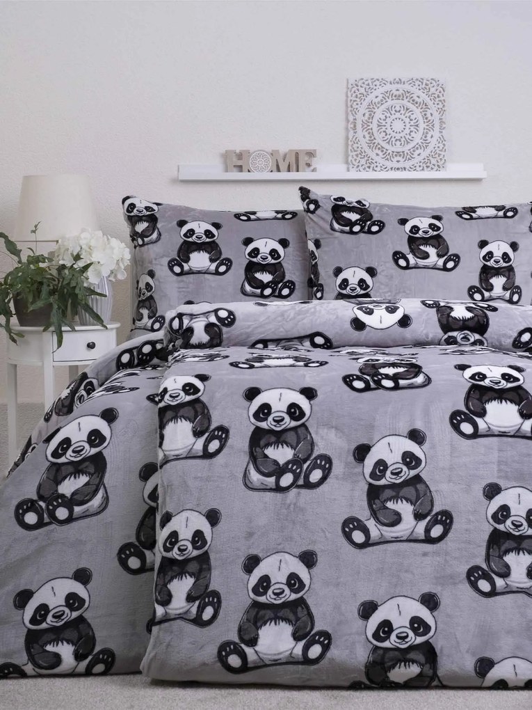 Predĺžené obliečky mikroplyš Exclusive – Panda 140 × 220 cm, 70 x 90 cm
