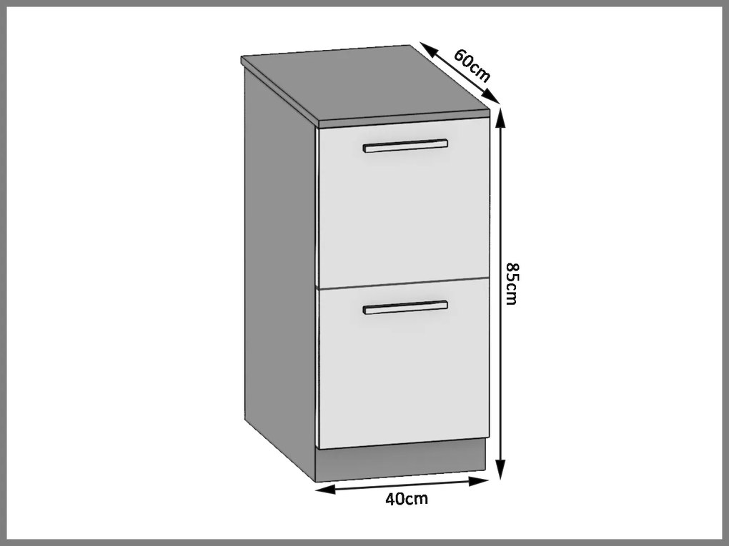 Kuchynská skrinka Belini spodná 40 cm eben kráľovský s pracovnou doskou  TOR SD2-40/0/WT/HK/0/T