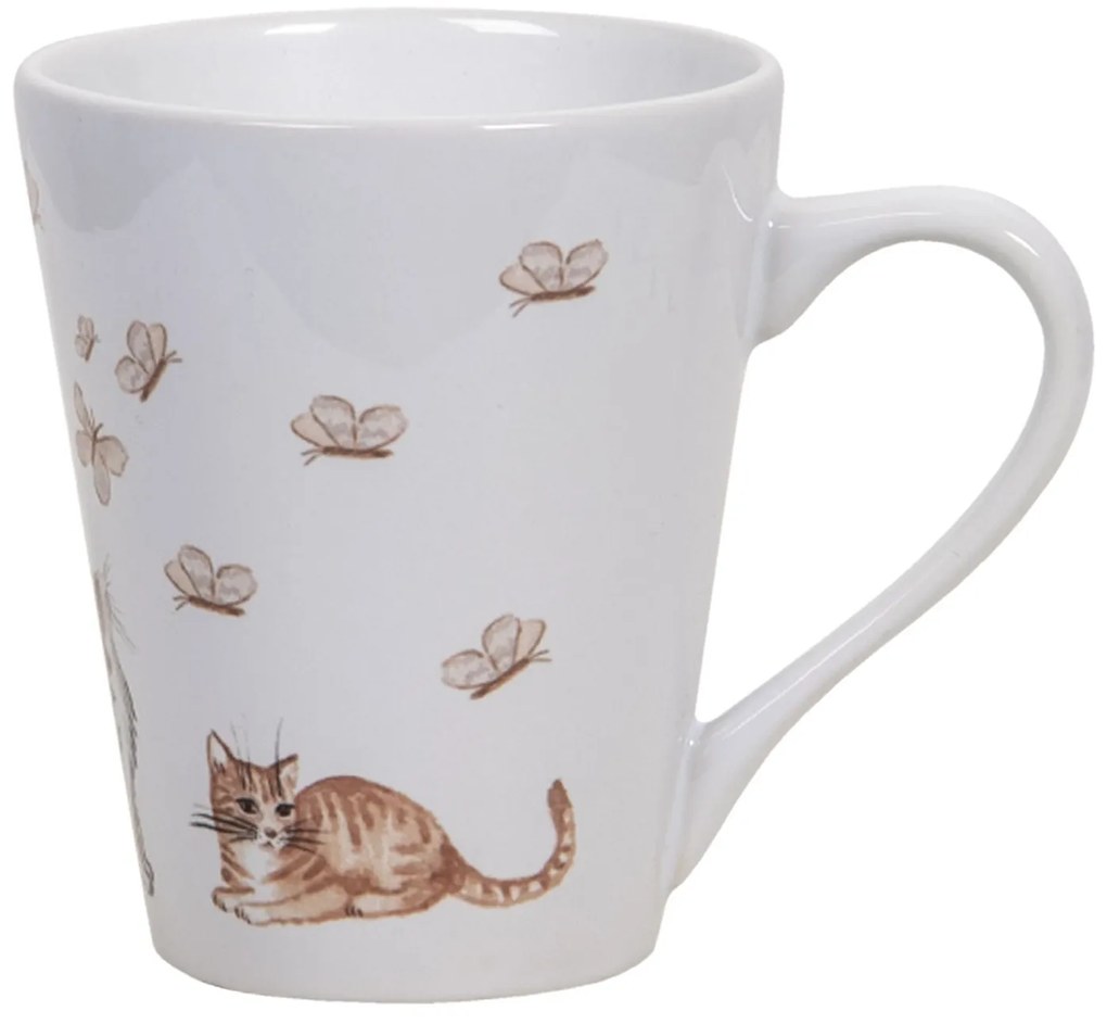 Hrnček s mačičkou a motýliky - Ø 9 * 10 cm / 300 ml