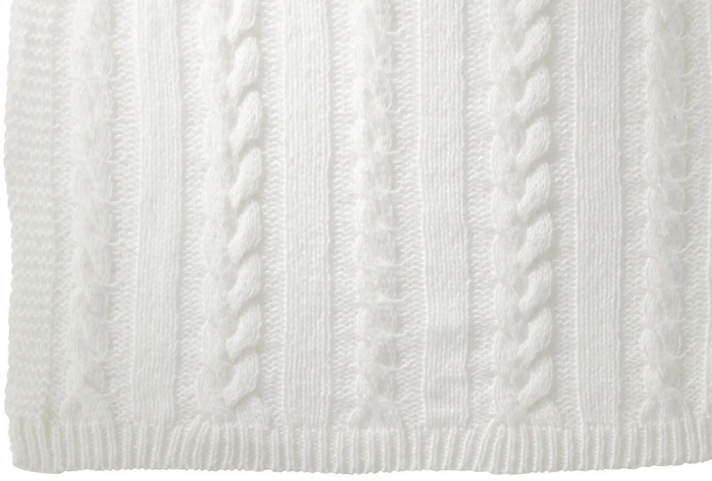Biely pletený pléd Twist - 130*180*3cm