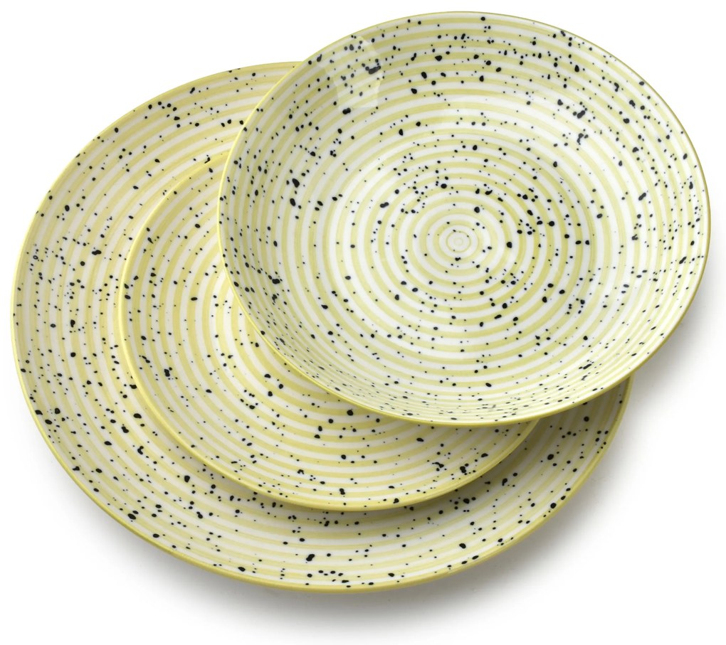 Porcelánová sada 18 ks talířů STRIPES BEIGE béžová
