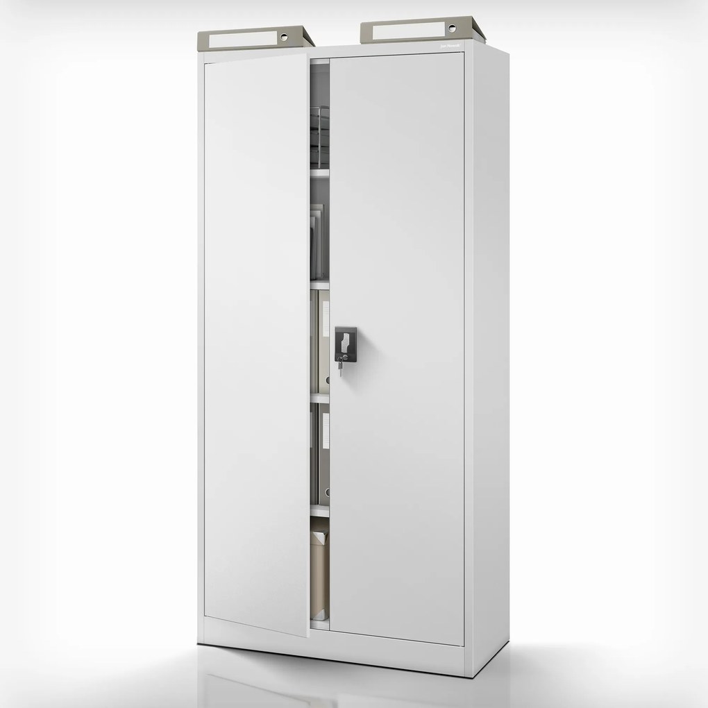 Kovová spisová skriňa JAN H, 900 x 1950 x 400 mm, šedá