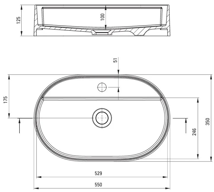 Deante Silia, granitové umývadlo na dosku 550x350x125 mm, šedá metalíza, DEA-CQS_SU6B