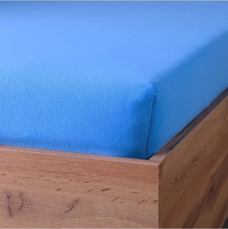 Plachta posteľná modrá jersey EMI, Plachta 90x200