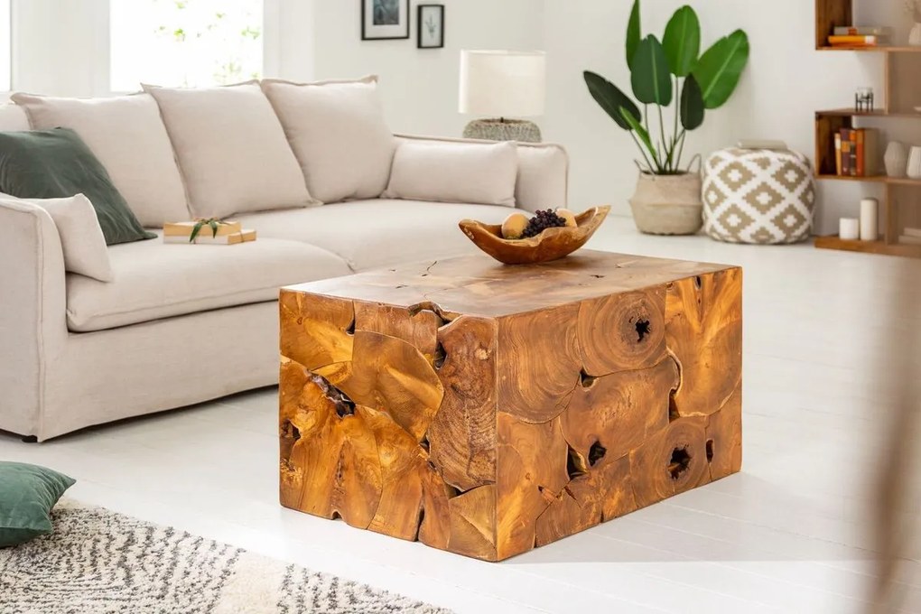 Dizajnový konferenčný stolík Junk 90 cm teak