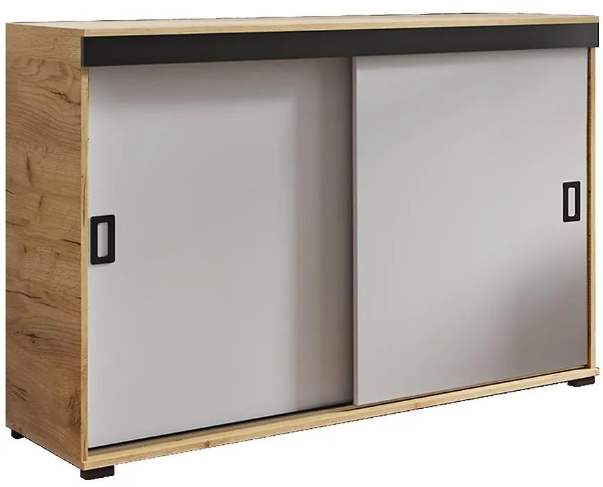 Komoda Retro 140 Craft/Biely + Čierna Rukoväte