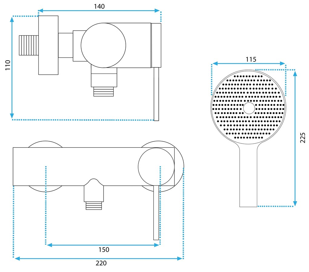 Rea Foss, sprchová batéria s ručnou sprchovou súpravou, medená matná, REA-B9636