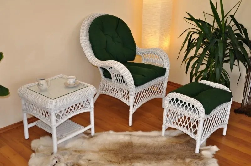 Ratanová sedacia súprava Florida pohoda Biela + polostre - 6 farieb