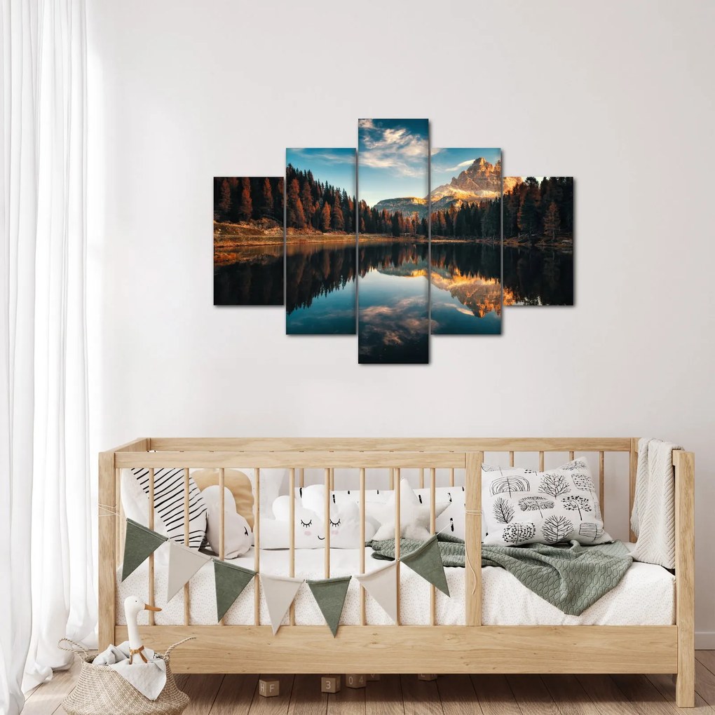 Obraz - Alpy, Taliansko, Dolomity, Lago Antorno (150x105 cm)