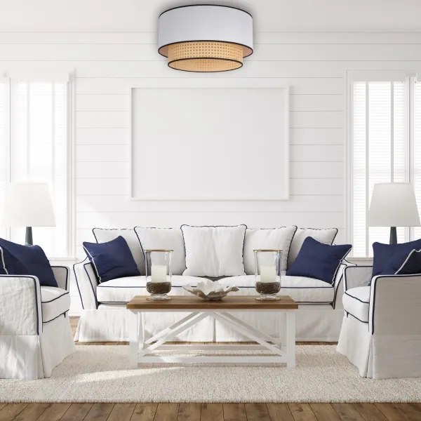 Duolla - Stropné svietidlo BOHO 1xE27/15W/230V pr. 45 cm biela/ratan