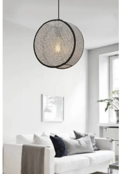 Luster na lanku BIG DRUM 1xE27/60W/230V sivá/čierna