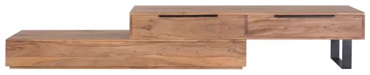 furniture-nabytek.cz - Masívny TV stolík Auckland z akácie a kovu, lakovaný, hnedý – 155×45×40 cm
