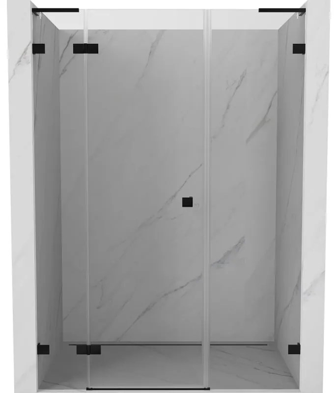 Mexen Lunar L, ľavé otočné sprchové dvere 160 cm, číre sklo, čierny profil, 834SL-160-050-70-00-L