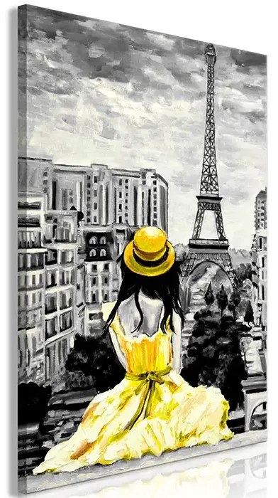 Artgeist Obraz - Paris Colour (1 Part) Vertical Yellow Veľkosť: 20x30, Verzia: Na talianskom plátne