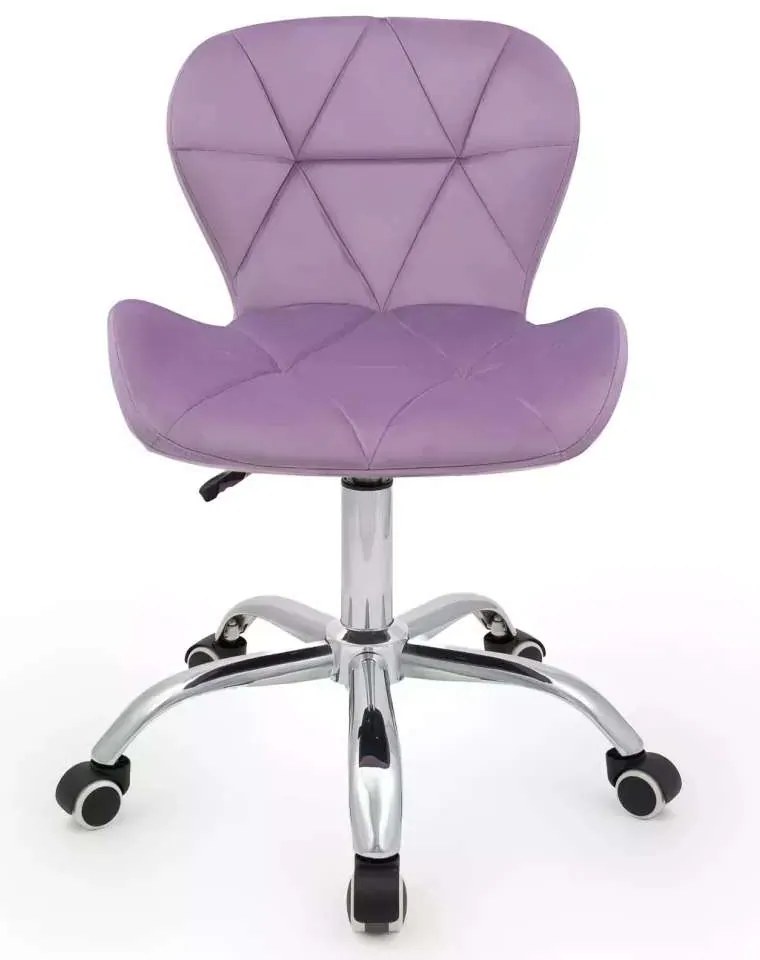 LuxuryForm DESIGN Stolička LIVIO VELUR na striebornej podstave s kolieskami - levanduľa