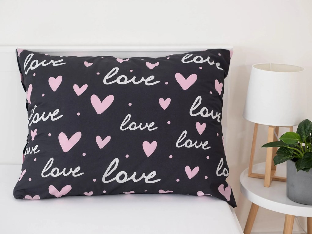 Bavlnená obliečka na vankúš Renforcé 70 × 90 cm – Alison tmavosivá