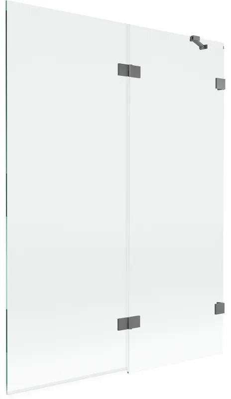 Mexen Lunar, 2-krídlová vaňová zástena pravá 130 x 150 cm, číre sklo, grafitová, 897-130-100-95-00-P