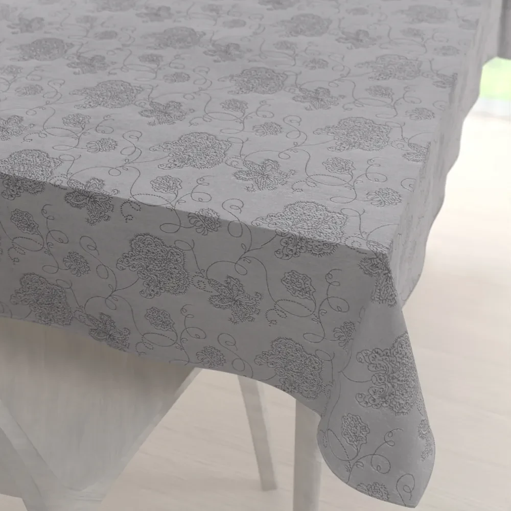 Biante Teflónový obdĺžnikový obrus TF-083 Kvetované ornamenty na sivom 60x100 cm
