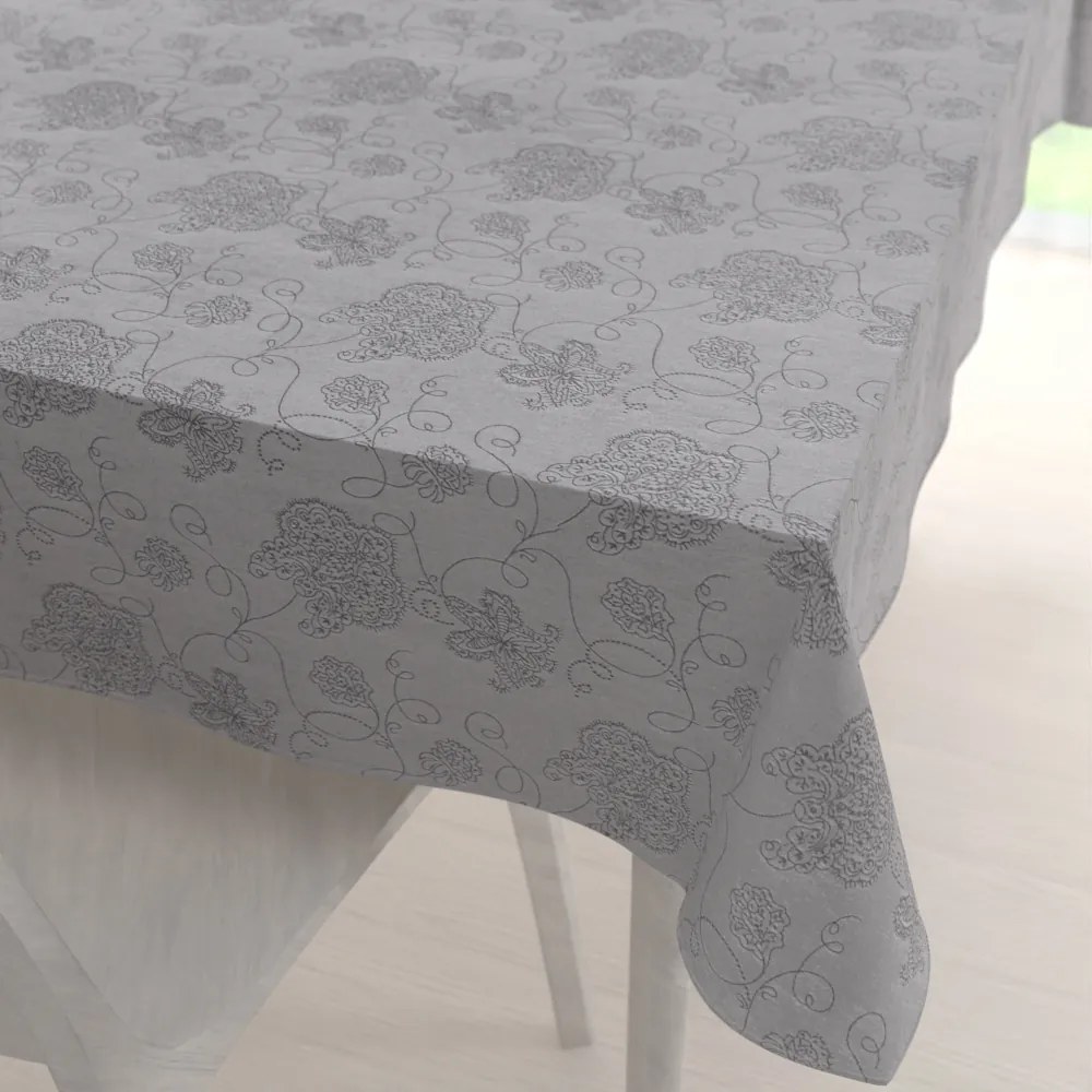 Biante Teflónový obdĺžnikový obrus TF-083 Kvetované ornamenty na sivom 80x120 cm