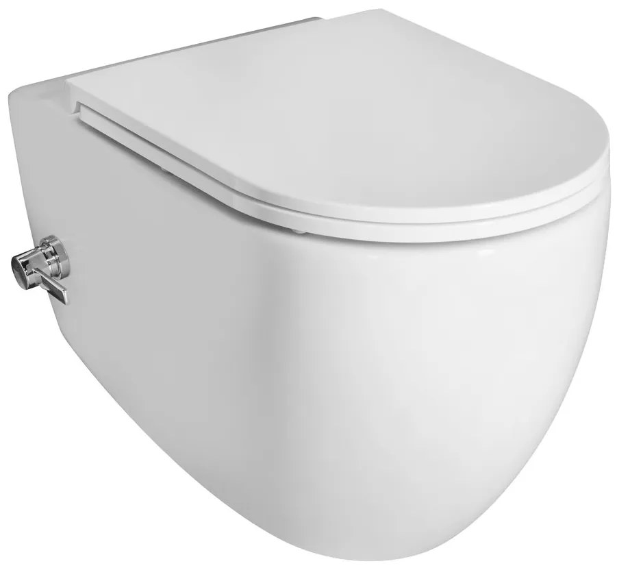 Isvea Isvea, INFINITY CLEANWASH závesná WC misa Rimless, integrovaná batéria a bidetová spŕška 36,5x53cm, biela, 10NFS1005I