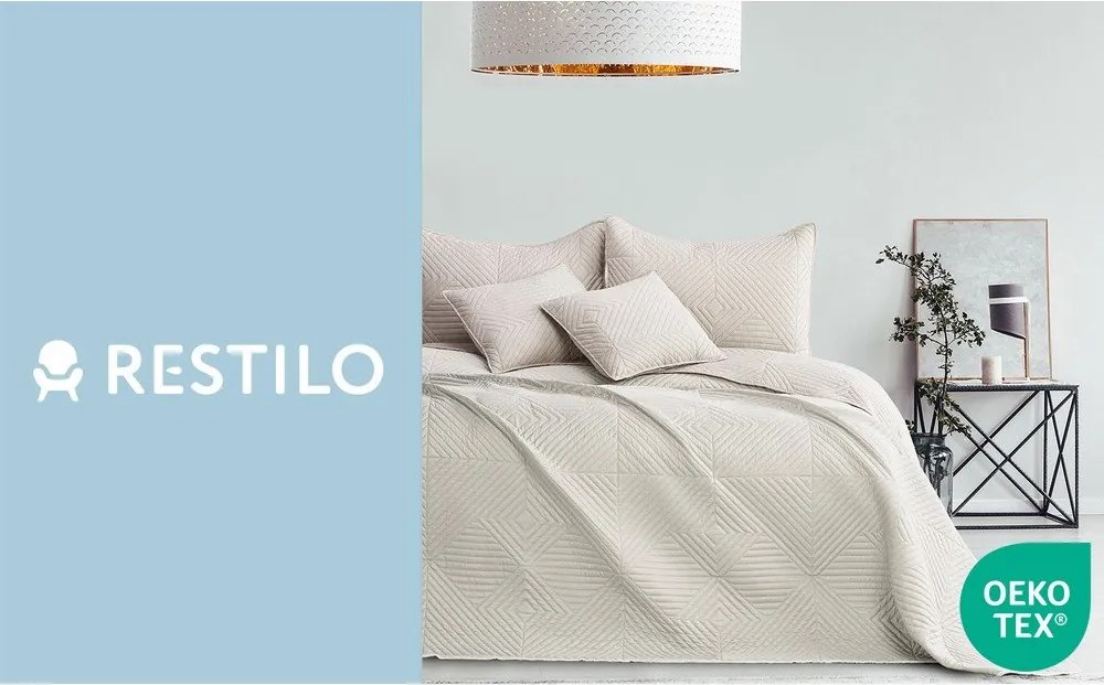 Krémovobiely prešívaný pléd z mikrovlákna 240x260 cm Softa – Restilo