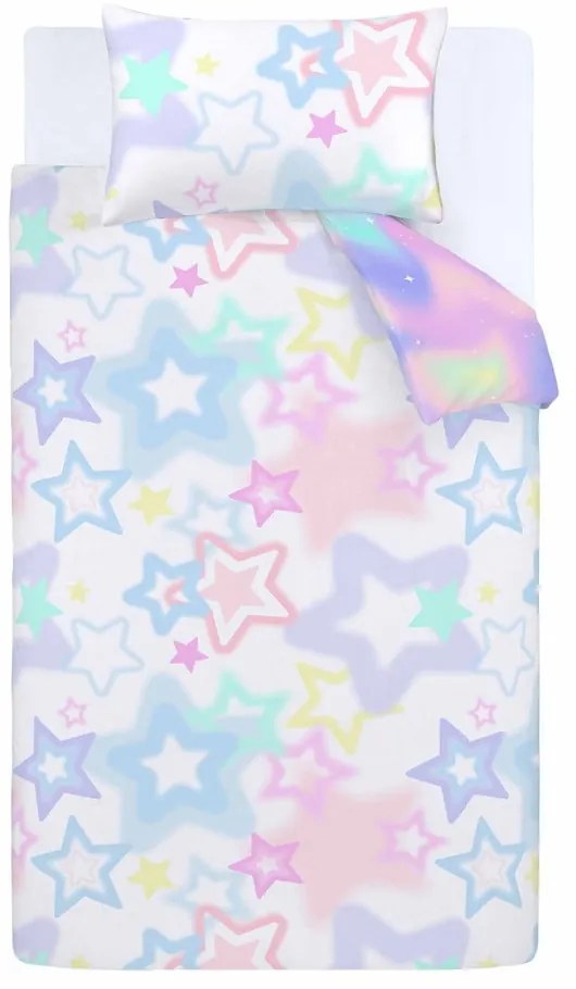 Biele/ružové detské obliečky na dvojlôžko 200x200 cm Ombre Stars – Catherine Lansfield