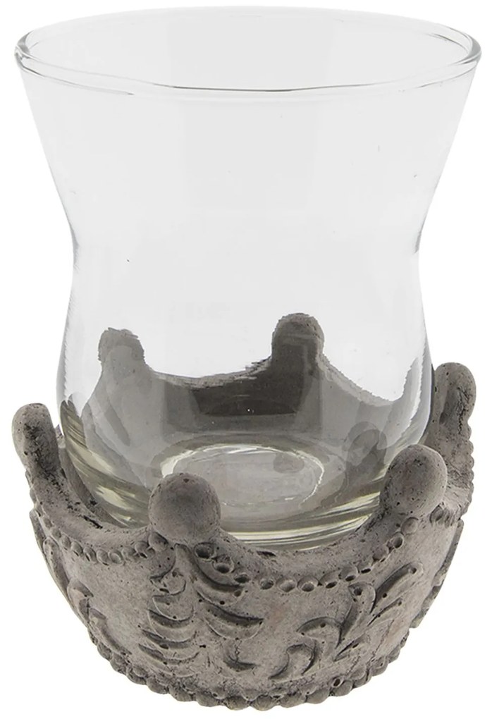 Šedý svietnik na čajovú sviečku - Ø 13 * 17 cm