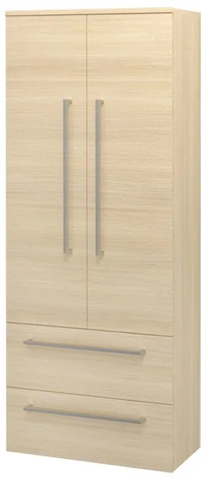 Mereo Mereo, Bino, kúpeľňová skrinka vysoká, dvojitá, 163 cm, biela, biela/dub, MER-CN639