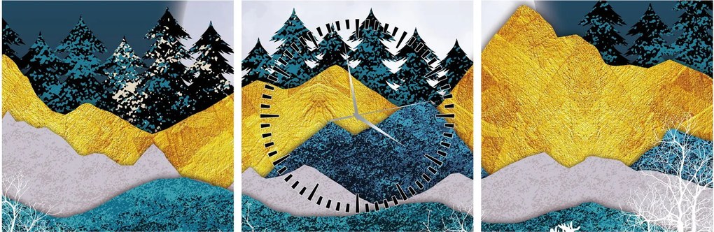 Obraz - Polárna krajina (s hodinami) (90x30 cm)
