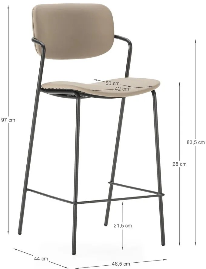 Béžové barové stoličky v súprave 2 ks (výška sedadla 68 cm) Maika – Marckeric