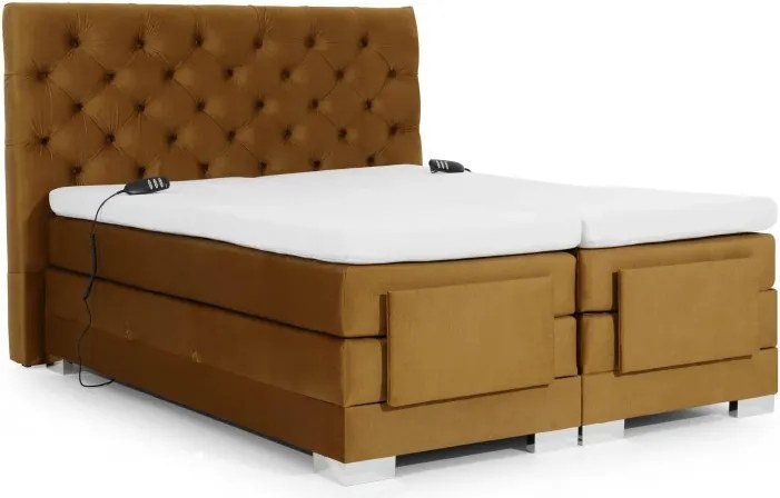 Kontinentálna posteľ CARLINO boxspring s elektrickým polohovaním 200x180, horčicová (Monolith 48)