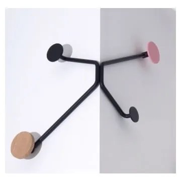 Čierny nástenný vešiak na vonkajší roh s ružovým detailom Gazzda Hook