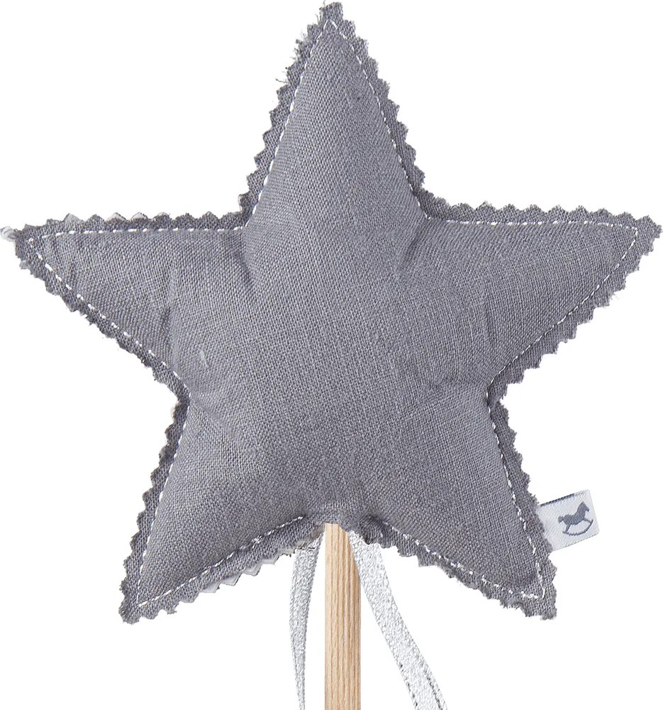 Ľanová kúzelná palička tmavo šedá so striebrom