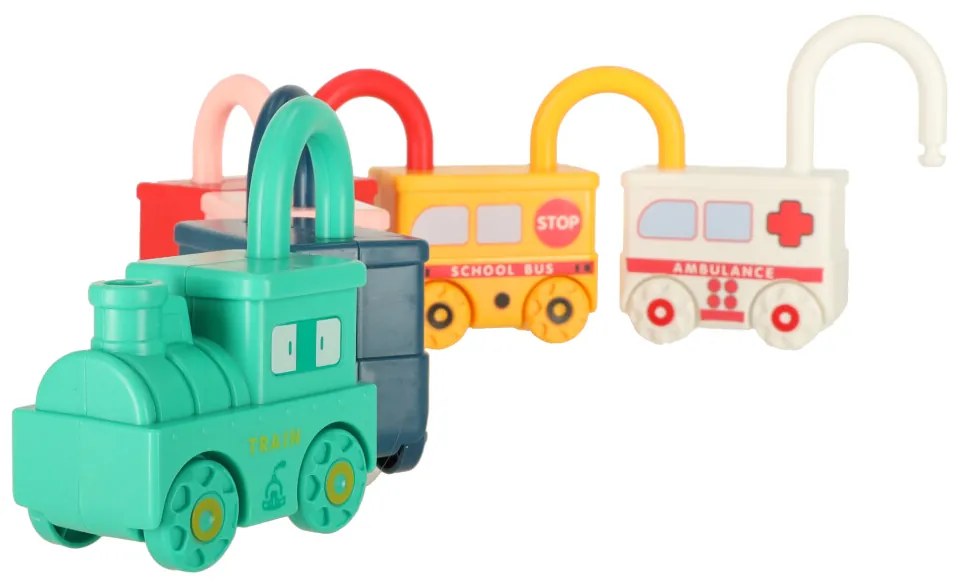 KIK Vzdelávacia puzzle hra autíčka visiace zámky senzorická hračka Montessori