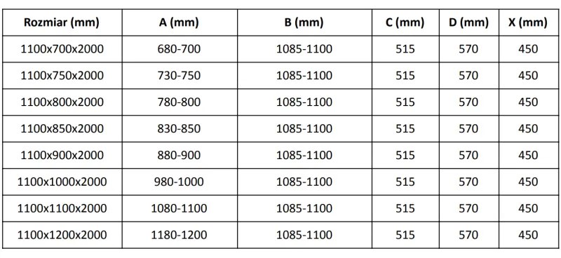 Mexen Velar, sprchový kút s posuvnými dverami 110(dvere) x 70(stena) cm, 8mm číre sklo, chrómový profil, 871-110-070-01-01