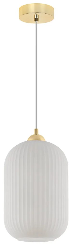 Závesné svietidlo Riffle 4, 1x biele sklenené tienidlo, g