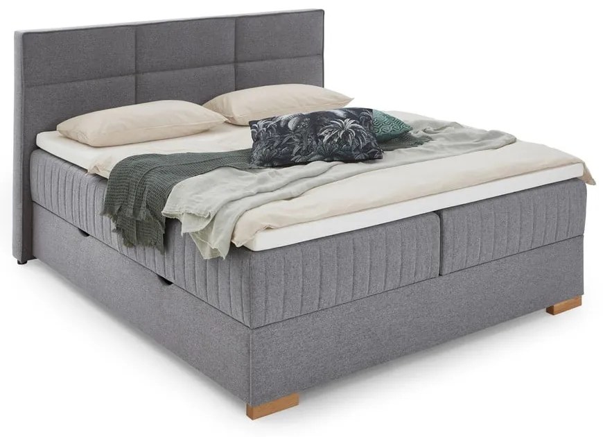 Sivá boxspring posteľ s úložným priestorom 160x200 cm Tambo – Meise Möbel
